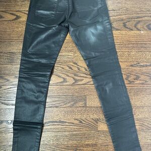 Zara Black Leather-Look Leggings with Seam Detail